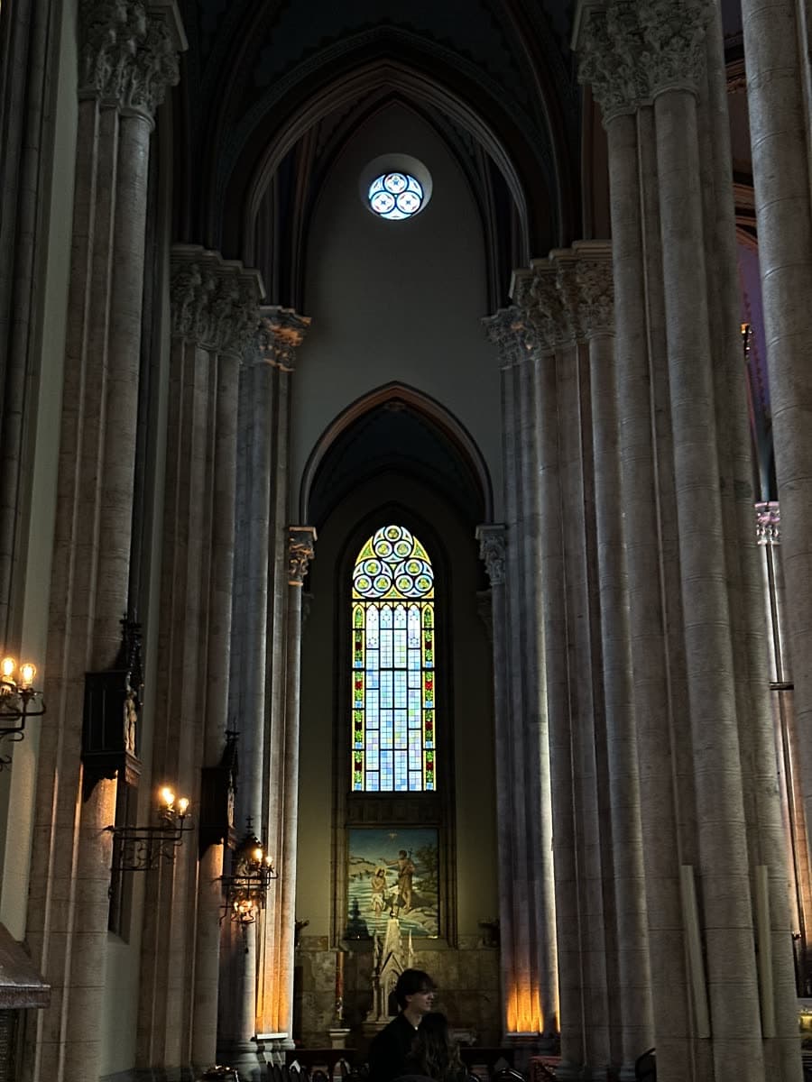 Gothic church interior with stained glass, Istanbul